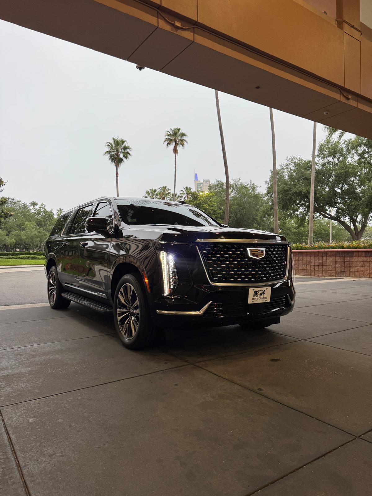 Black Cadillac Escalade for luxury chauffeur service in Winter Park, Orlando